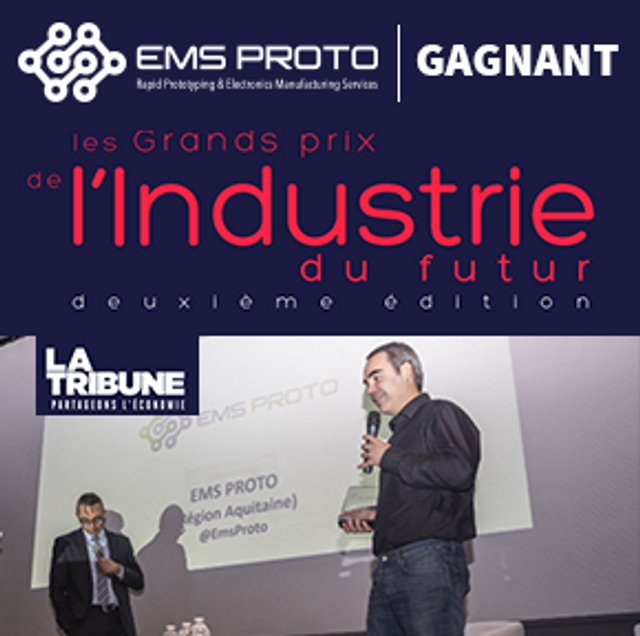 EMS PROTO winner of the Grands Prix des Industrie du futur (second edition) from La Tribune. Photo of the event.